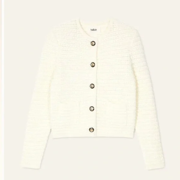 ba&sh Ivory Button-Up Cardigan